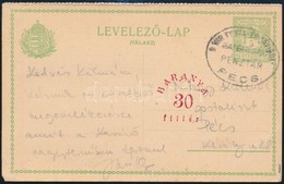 1919 Válaszos Levelezőlap Válasz Része Elcsúszott, Piros Baranya 30f Felülnyomással / PS-reply Card With Shifted Overpri - Altri & Non Classificati