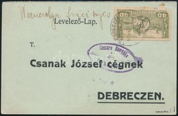 1920 Helyi Levelezőlap Debrecen II. 40f Bélyeggel, Cenzúrázva / Local Censored Postcard. Signed: Bodor - Altri & Non Classificati
