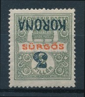 * 1919 Sürgős 3K Fordított Fekete Felülnyomással (15.000) / Mi 10b With Inverted Overprint. Signed: Bodor - Sonstige & Ohne Zuordnung