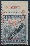 * 1919 Arató/Köztársaság 4f Elcsúszott Felülnyomással / Mi 28 Shifted Overprint. Signed: Bodor - Autres & Non Classés