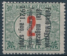 ** Nyugat-Magyarország I. 1921 Portó 2f Próbanyomat, 90 Fokkal Elfordult Felülnyomással / Proof With Inverted Overprint. - Andere & Zonder Classificatie