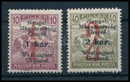 * Nyugat-Magyarország VI. 1921 1K/10f és 2K/40f Törött Számjegyekkel / Mi 64-65 Plate Variety. Signed: Bodor - Autres & Non Classés