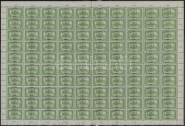 ** Nagyvárad 1919 Parlament 80f Középen Hajtott Teljes ív Lemezhibákkal / Mi 39 II Folded Complete Sheet With Plate Vari - Altri & Non Classificati