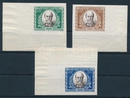 ** 1925 Jókai ívsarki Vágott Sor (20.000) / Mi 398-400 Imperforate Corner Set - Altri & Non Classificati