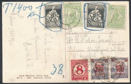 1926 Képeslap Romániából Korona-fillér Vegyes Portóval / Postcard From Romania With Korona-fillér Mixed Postage Due - Other & Unclassified