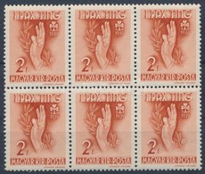 ** 1939 Pax-Ting 2f 6-os Tömb Tévnyomattal / Mi 612 Block Of 6, Plate Variety 19.39 - Other & Unclassified