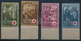 ** 1942 Vöröskereszt I. ívszéli Vágott Sor (60.000) / Mi 691-694 Imperforate Margin Set (falc Az ívszélen / Margin Hinge - Autres & Non Classés