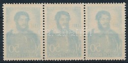 ** 1944 Kossuth 50f Hármascsík Gépszínátnyomattal / Mi 748 Stripe Of 3 With Machine Offset - Sonstige & Ohne Zuordnung