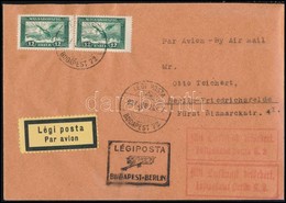 1927 Légi Levél 24f Bérmentesítéssel Berlinbe (MBK 200 P) / Airmail Cover To Berlin - Autres & Non Classés