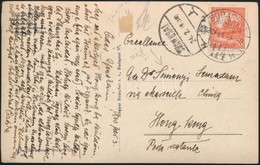 1930 Képeslap 20f Bérmentesítéssel Hongkongba / Postcard To Hong Kong - Autres & Non Classés