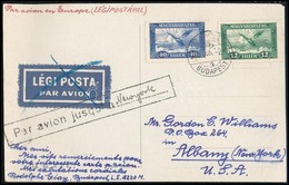 1933 Légi Képeslap Az Egyesült Államokba / Airmail Postcard To The USA - Autres & Non Classés
