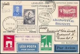 1933 Budapest -Paris- Budapest 25 óra Alatt Alkalmi Légi Levelezőlap, Hozzá Használatlan Lap  / In 25 Hours, Special Fli - Other & Unclassified