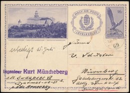 1933 Képes Díjjegyes Levelezőlap Németországba, BALASSAGYARMAT-ASZÓD 69 Vasúti Bélyegzéssel / PS-card To Nürnberg With R - Autres & Non Classés
