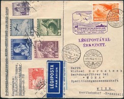 1936 Páros Vontatórepülés Levél Budapestre, Majd újrabérmentesítve és Visszaküldve Légipostával Bécsbe / Airmail Cover F - Other & Unclassified