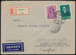 1939 Légi Ajánlott Levél Washingtonba Küldve / Airmail Registered Cover To Washington - Autres & Non Classés