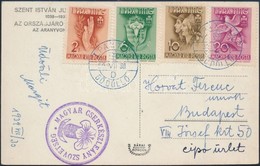 1939 Pax-Ting Sor Képeslapon 'MAGYAR CSERKÉSZLEÁNY SZÖVETSÉG' Bélyegzéssel / Mi 612-615 On Postcard - Autres & Non Classés
