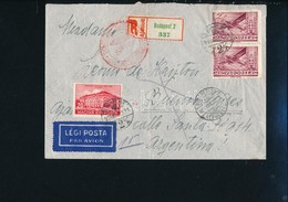 1939 Ajánlott Légi Levél 4,20P Bérmentesítéssel Argentínába /  Registered Airmail Cover With 4,20P Franking To Buenos Ai - Other & Unclassified