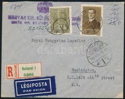 1940 A Magyar Külügyminisztériumtól Feladott Ajánlott Légi Levél Washingtonba / Registered Airmail Cover To Washington - Autres & Non Classés