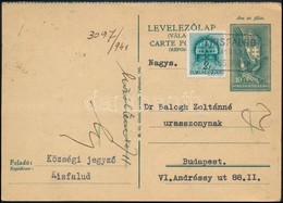 1941 Díjjegyes Válaszlevelezőlap KISFALUD Postaügynökségi Bélyegzéssel / PS-reply Card With Postal Agency Postmark - Sonstige & Ohne Zuordnung