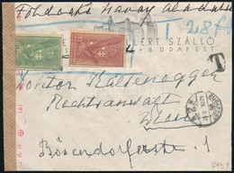 1942 Díjjegyes Kivágással Bérmentesített Gellért Szálló Boríték Portózva, Cenzúrázva Bécsbe / Cover With PS-cuttings Fra - Sonstige & Ohne Zuordnung