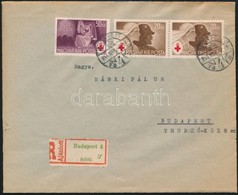 1944 Budapest Helyi Ajánlott Levél Vöröskereszt Bérmentesítéssel / Local Registered Cover - Other & Unclassified