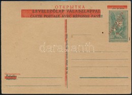Kárpát Ukrajna 1945 Piros Felülnyomású Díjjegyes Válasz Levelezőlap, Használatlan, A Hátoldalon Munkács Posta Bélyegzéss - Altri & Non Classificati
