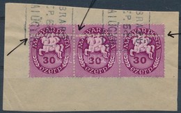 1946 Lovasfutár 30 Ezer P Hármascsík, Kettős Fogazás / Mi 884 Stripe Of 3, Double Perforation - Other & Unclassified