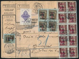 1946 (9. Díjszabás) Csomagszállító 55 Db Bélyeggel Tolnáról Budapestre / Parcel Card With 55 Stamps Franking - Autres & Non Classés