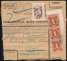 1946 Szállítólevél 15 Bélyeges Bérmentesítéssel / Parcel Card 'KÁPOLNÁSNYÉK' - Other & Unclassified
