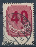 O 1946 Forint-filléres Portó 40f 3 Foglyukkal Magasabb / Postage Due Mi 183, Shifted Perforation - Other & Unclassified