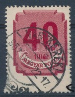 O 1946 Forint-filléres Portó 40f 3 Foglyukkal Magasabb / Postage Due Mi 183, Shifted Perforation - Andere & Zonder Classificatie