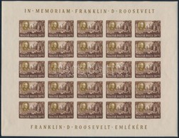 ** 1947 Roosevelt 20f Vágott Teljes ív, Ritkán Látható Darab! A Bal Szélen és A Saroknál Gumihiba (225.000++) / Mi 987 I - Other & Unclassified