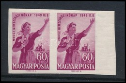 ** 1949 Nőnap I. ívszéli Vágott Pár (20.000) / Mi 1036 Imperforate Margin Pair - Other & Unclassified