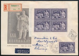 1949 Bélyegnap Bélyeg és Kisív Ajánlott FDC-n Bernbe (20.000+) / Mi 1065 Stamp And Mini Sheet On Registered FDC - Autres & Non Classés