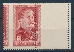 ** 1949 Sztálin 60f Elfogazva, Jobb Oldali üres Mezővel / Mi 1066 With Shifted Perforation, Blank Field On The Rigth Sid - Autres & Non Classés