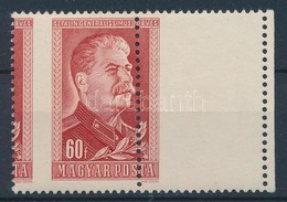 ** 1949 Sztálin 60f Elfogazva, Jobb Oldali üres Mezővel / Mi 1066 With Shifted Perforation, Blank Field On The Rigth Sid - Altri & Non Classificati