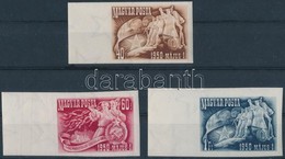 ** 1950 Május 1. (I.) ívszéli Vágott Sor (17.000) / Mi 1095-1097 Imperforate Margin Set - Other & Unclassified