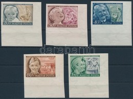 ** 1950 Gyermek (I.) ívsarki Vágott Sor, 20f Eltolódott Barna Színnyomattal (13.000) / Mi 1101-1105 Imperforate Margin S - Autres & Non Classés