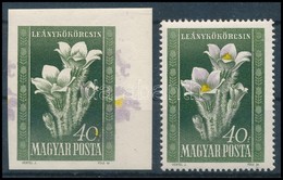 ** 1950 Virág 40f ívszéli Vágott Bélyeg Fordított és Eltolódott Sárga és Lila Színnyomatokkal / Mi 1113 Imperforate Marg - Autres & Non Classés