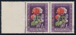 O 1950 Virág 1Ft Pár Erősen Eltolódott Színnyomatokkal, A Tervező Neve Nélkül, Bal Oldali üres Mezővel / Mi 1115 Pair Wi - Other & Unclassified