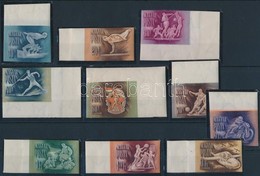 ** 1950 Sport (II.) ívszéli Vágott Sor (25.000) / Mi 1129-1138 Imperforate Margin Set (kis Törések / Small Folded) - Autres & Non Classés