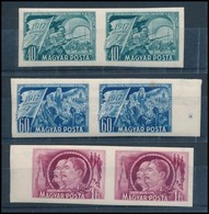 ** 1951 Nagy Októberi Szocialista Forradalom Vágott Sor Párokban (20.000) / Mi 1213-1215 Imperforate Set In Pairs (sárga - Autres & Non Classés