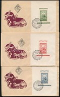 1951 80 éves A Magyar Bélyeg Blokksor 3 FDC-n (50.000) / Mi Block 20-22 On 3 FDC - Other & Unclassified