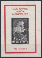 ** 1953 Sztálin Vágott Blokk (110.000) / Mi 23 Imperforate Block - Autres & Non Classés