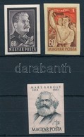 ** 1953 3 Klf Vágott Bélyeg: Sztálin, Május 1, Marx (22.000) / Mi 1296, 1304-1305 Imperforate - Autres & Non Classés