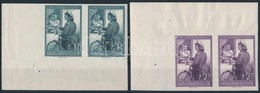 ** 1953 Bélyegnap (26.) Vágott Sor ívsarki Párokban (18.000) / Mi 1338-1339 Imperforate Corner Pairs - Autres & Non Classés