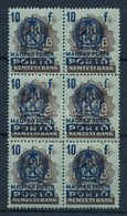 ** 1953 Kisegítő Portó 10f Hatostömb, Benne Folt A 'B' Betűnél / Mi Postage Due 189 Block Of 6 With Plate Variety - Sonstige & Ohne Zuordnung