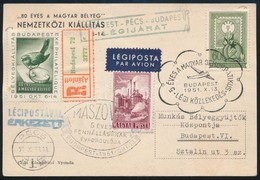 1951 Nemzetközi Bélyegkiállítás Légi Ajánlott Levelezőlap / Airmail Registered Postcard - Autres & Non Classés