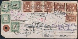 1954 Vámkezelési Díj Szelvény 15,60Ft Vegyes Portózással, VEGARDO Postaügynökségi Bélyegzéssel Az Egyesült Államokból - Other & Unclassified