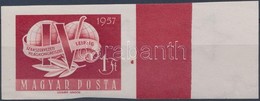 ** 1957 Szakszervezet (V.) ívszéli Vágott Bélyeg Piros Festékcsíkkal / Mi 1500 Imperforate Margin Stamp With Red Paint S - Other & Unclassified